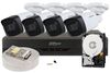 Kit video complet cu 4 camere exterior 5MP, Dvr Dahua, accesorii incluse + HDD 2TB, DH-4E52-2TB-S-TW
