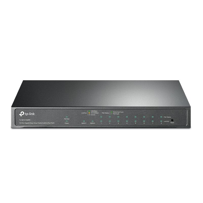Switch Easy Smart PoE TP-LINK TL-SG1210MPE, 11 porturi, 9x Gigabit RJ45, 1x Combo Gigabit RJ45, 1x Gigabit SFP, 123W, QoS, Management