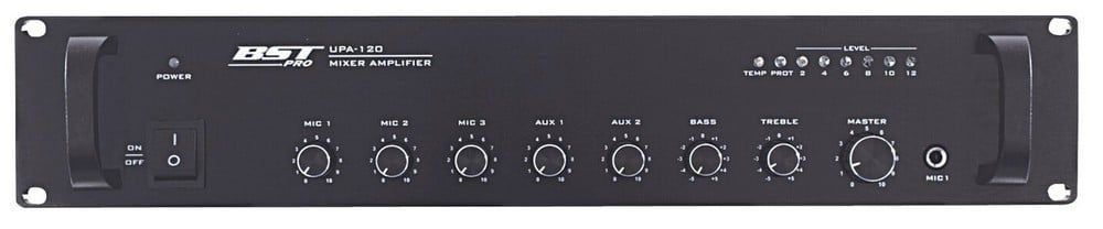 [RESIGILAT] Amplificator PA BST PRO, 100V, 120W, 3x MIC, 2x AUX UPA120-R