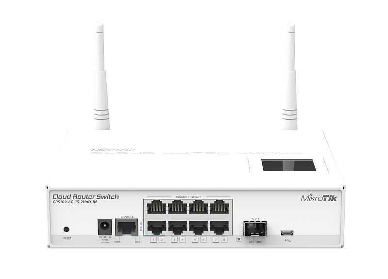 Router wireless Gigabit 8 porturi WAN RJ45/SFP Microtik CRS109-8G-1S-2HND-IN