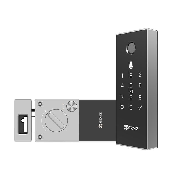 Incuietoare smart usa intrare EZVIZ DL03 Pro, rim lock, Wi-Fi 2.4GHz, amprenta, cod, card, control aplicatie, alarma, IP65, CS-DL03 (WBCP)