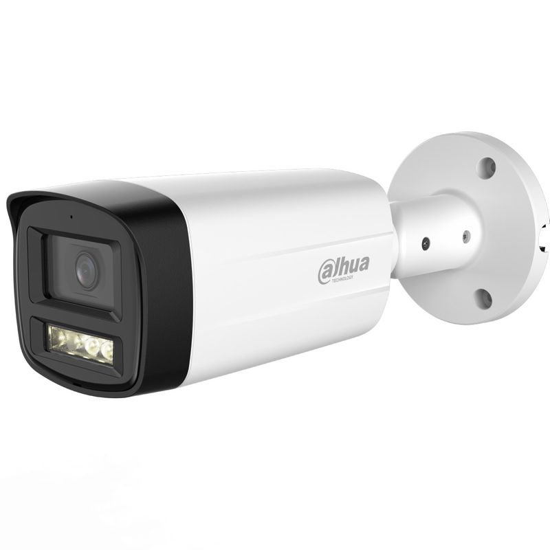 Camera supraveghere HDCVI bullet, 5MP, lentila fixa 3.6mm, Smart Dual Light IR si lumina alba 80m, Starlight 3D NR DWDR, microfon, 12VDC, IP67, DH-HAC-HFW1500THP-IL-A-36B-S3