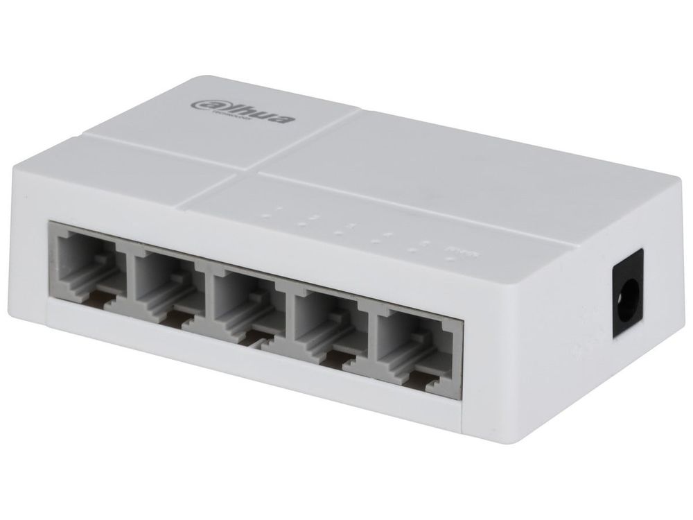 Switch Dahua 5 porturi, 10/100 Mbps, fanless, plug and play, consum redus, DH-SF1005L