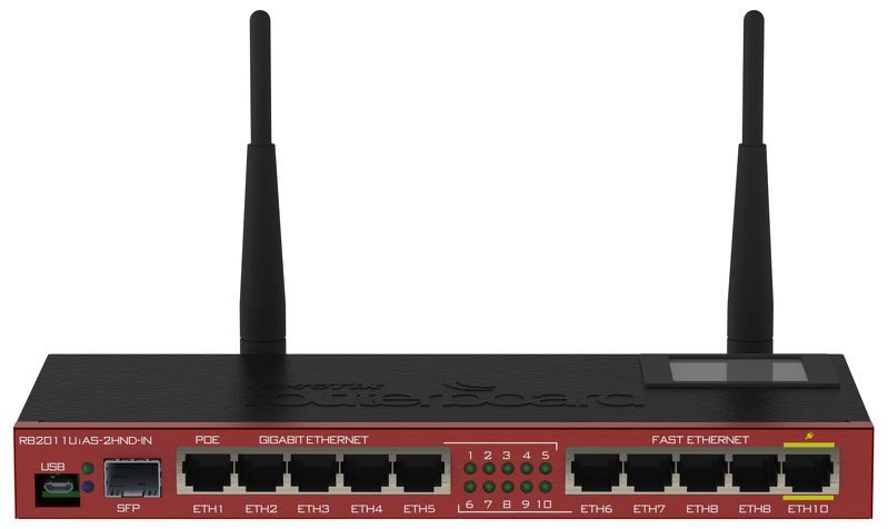 Router Wireless Mikrotik RB2011UiAS-2HnD-IN, 10x Gigabit LAN, SFP, 2.4 Ghz