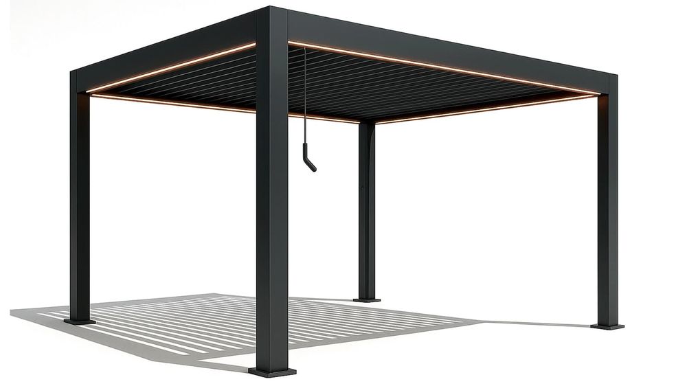 Pergola Bioclimatica exterior Virtuoso 23-819/LED, 3000x3000x2500mm, aluminiu, acoperis reglabil, LED