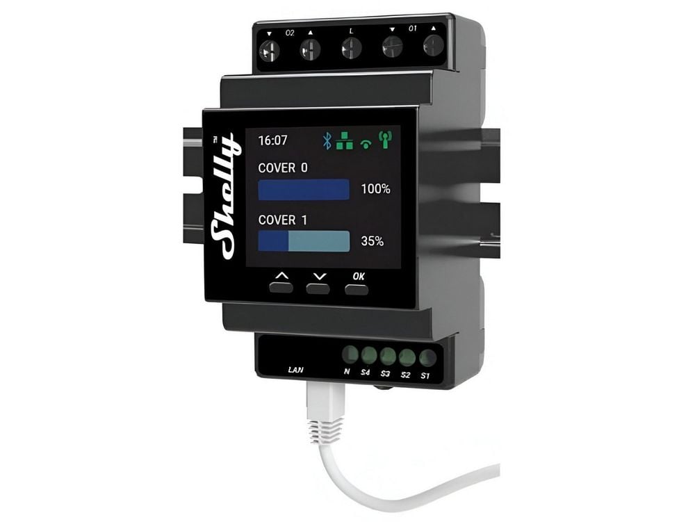 Releu inteligent Shelly PRO, WiFi, 4 canale pentru 2 rulouri, contor de energie, Ethernet, Bluetooth, ALL-REL-PRO4DUAL