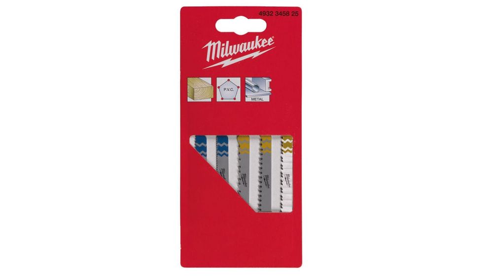 Set panze pentru fierastraie pendulare Milwaukee, 5 bucati, sistem prindere cu coada in forma de T, pentru lemn si metal, 4932345825