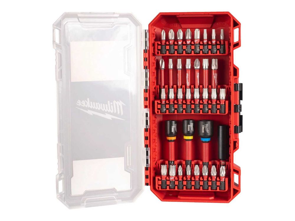 Set biti pentru insurubare Milwaukee SHOCKWAVE Impact Duty, 35 piese, PH/PZ/TX, tubulare Hex 7-10mm, suport magnetic, 4932492003