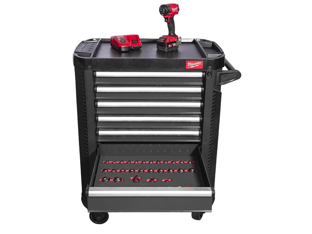 Dulap cu scule Milwaukee Toolguard, 7 sertare, metalic, 78cm, sarcina 45-90kg, roti 125mm, 4932500743