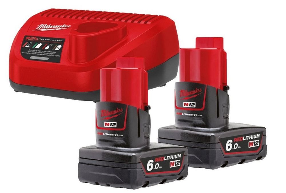 Set 2 acumulatori 6.0Ah Li-Ion si incarcator Milwaukee M12 NRG-602, 4933451903