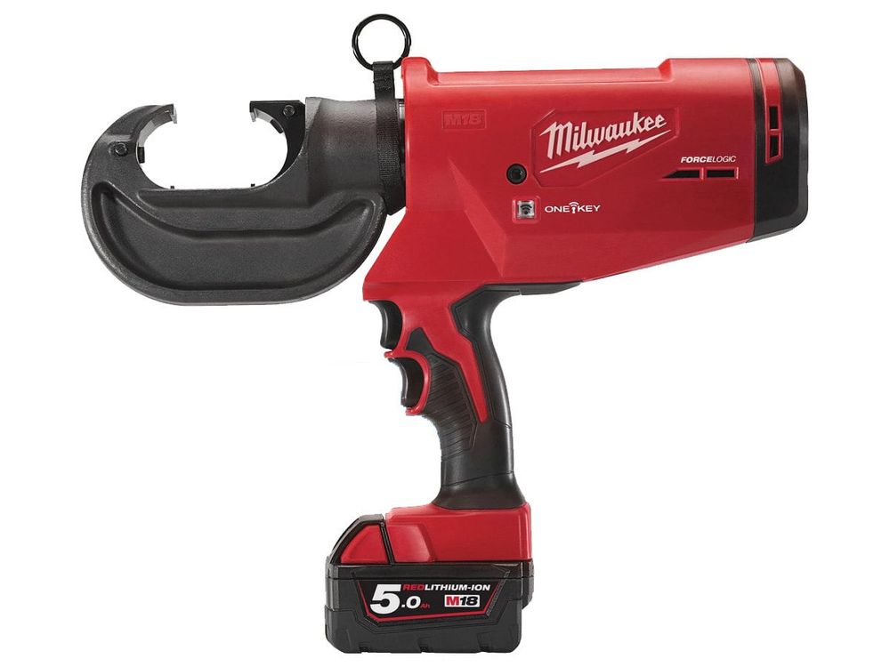 Presa hidraulica pentru cabluri Milwaukee M18 FORCE LOGIC HCCT109/42-522C, forta de 109 kN, 2x acumulatori, incarcator, functie One Key, 4933459273 