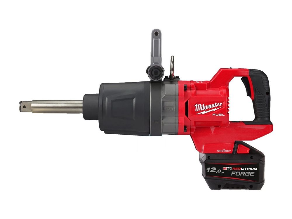 Cheie impact 1 inch pentru camioane Milwaukee M18 ONEFHIWF1D-121C FUEL ONE-KEY, maner D, gat 150mm, 2711Nm, acumulator 12Ah, incarcator, cutie, 4933499251