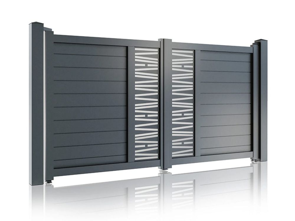Poarta auto curte Virtuoso Poseidon, aluminiu, 3000x1800mm, gri antracit, prefabricata, 50-805P/7016