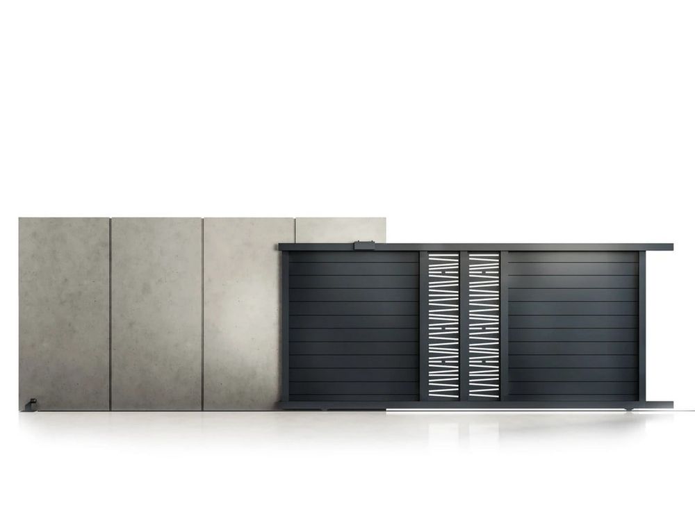 Poarta auto culisanta exterior Virtuoso Poseidon, aluminiu 6063, 3000x1800mm, gri antracit RAL7016, prefabricata, 50-806P/7016/3.0