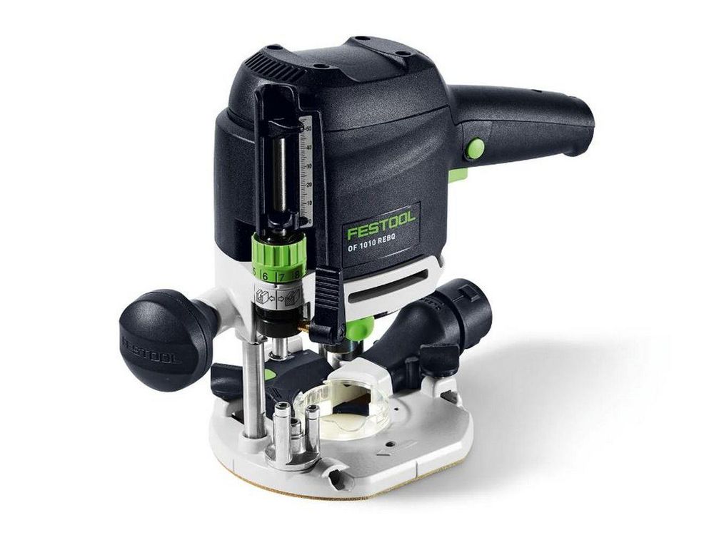 Masina de frezat Festool OF 1010 REBQ-Plus, accesorii, cutie, LED-uri reincarcabile, limitator, placa de sprijin, cablu 4m, 578005