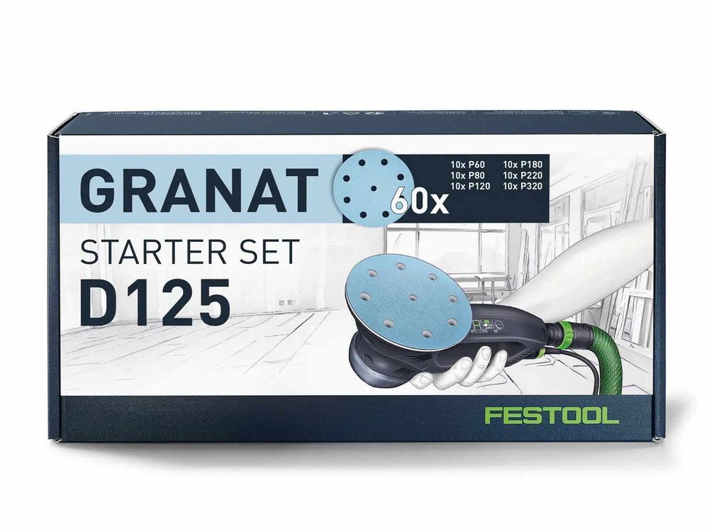 Set discuri abrazive Festool GRANAT D125 GR-Set, diametru 125mm, 60 bucati, P60, P80, P120, 578668