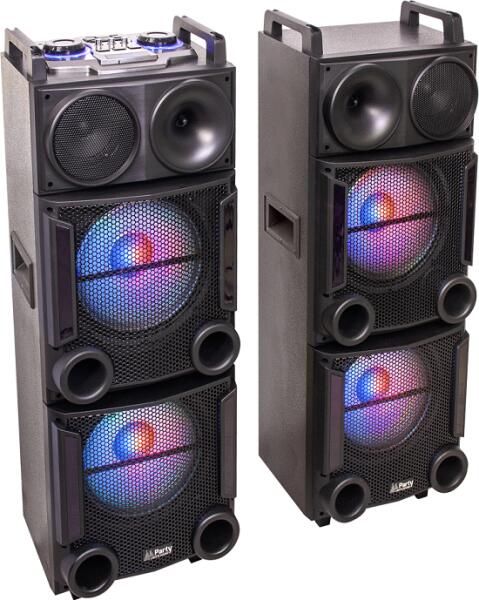 SET 2 BOXE 2X12 inch/30CM, Putere de iesire totala 1200W CU USB/SD/AUX/BLUETOOTH PARTY-BOX412