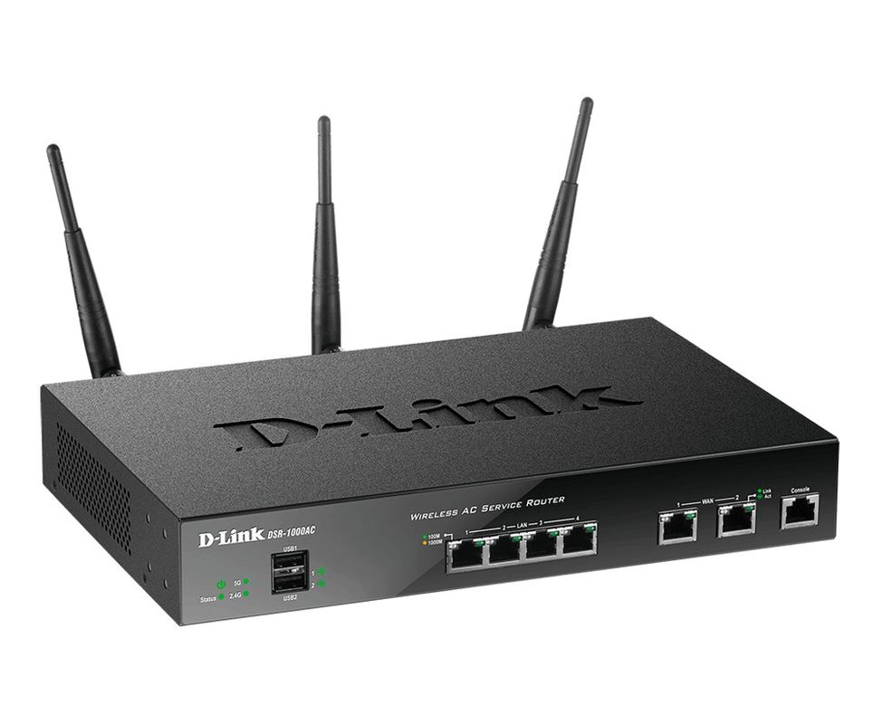 [RESIGILAT] Router wireless, 2xWAN Gigabit, 3xLAN Gigabit, VPN integrat, D-Link, DSR-1000AC-R