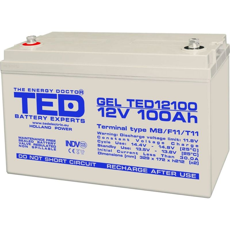 Acumulator cu GEL, 12 V, 100 Ah, TED Electric, TED004147