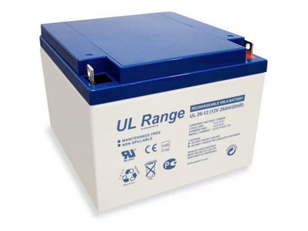 Acumulator VRLA uz general Ultracell UL26-12, 12V, 26Ah, curent descarcare 390A, rezistenta interna 14mOhm, durata viata 5 ani, terminal F3