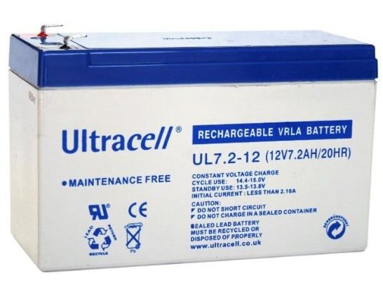 Acumulator 12V, 7.2Ah, VRLA, universal, Ultracell UL7.2-12 F2