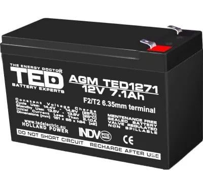 Acumulator VRLA, 12V, 7.1Ah, F2 T2, TED003225