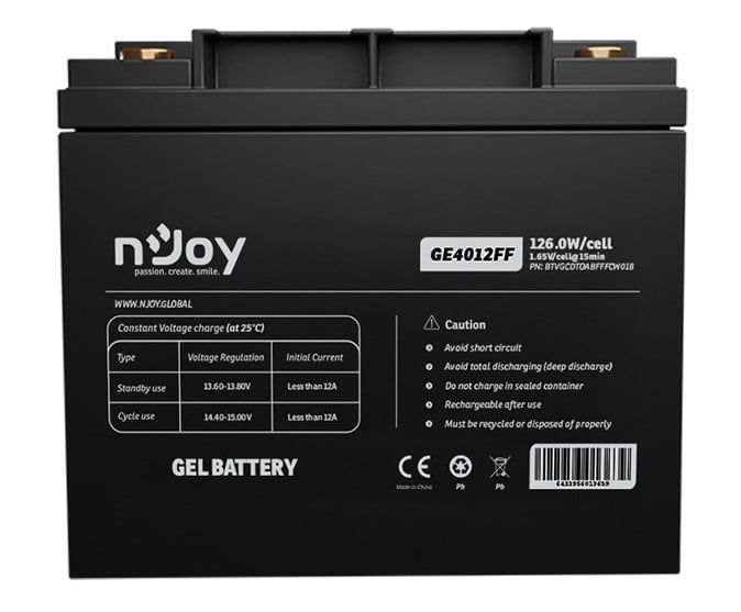 Acumulator VRLA cu gel, 12V, 126W/celula, pentru UPS-uri, Njoy GE4012FF