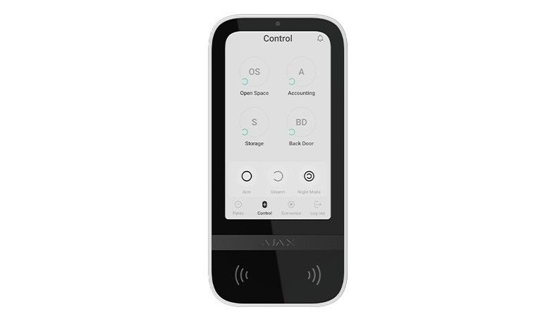 Tastatura wireless cu ecran touch, Mifare, uz interior, 1.7 km bidirectional, 868 MHz, aplicatie, anti-bruiaj, alb, AJAX KEYPAD TOUCH