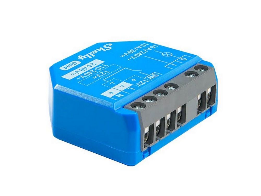 Releu inteligent Shelly ALL-REL-PLUS1-R4, pentru usi garaj, porti, Wi-Fi, Bluetooth, Zigbee, 1 canal contact uscat, compatibil cu Google, Alexa, Alice