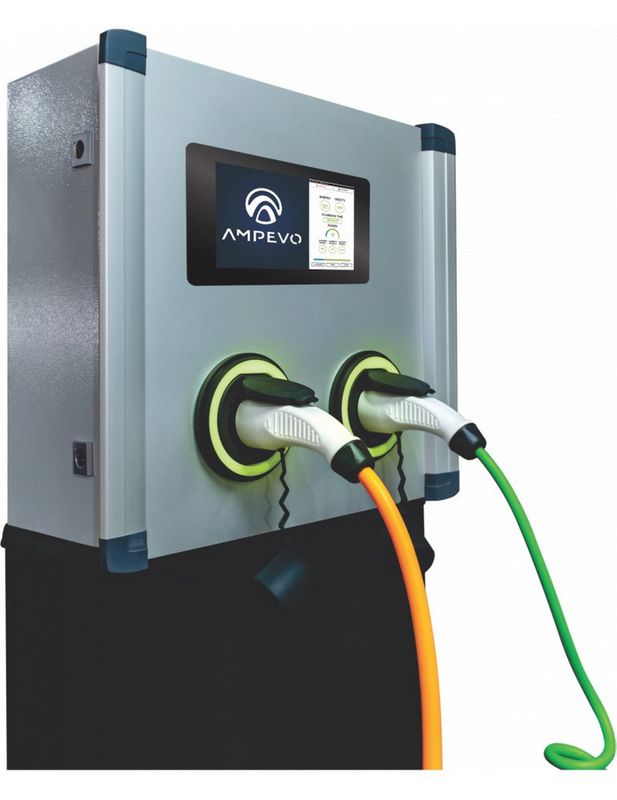 Statie incarcare masini electrice, 2x22kW, Trifazic, Type 2, Display 10" HD, RFID, IK10, IP55, Ampevo AMP344T2O - IK10