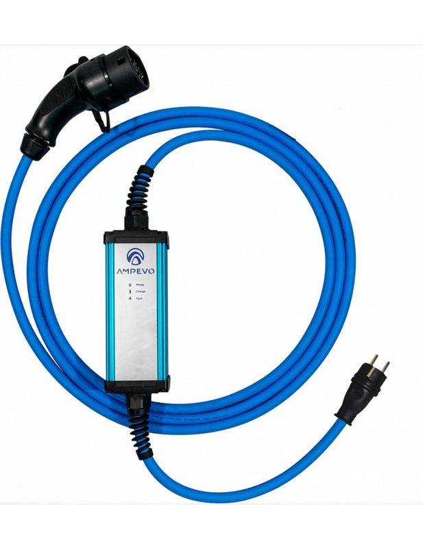 Incarcator portabil pentru vehicule electrice, Monofazat, 5 metri, 3.7kW, 16A, Type 2, IP65 si IK10, Ampevo AMP 135