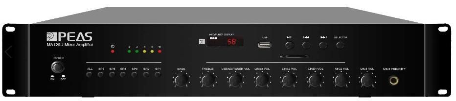 Amplificator PA 60W 6 zone cu player multimedia si FM MA60U