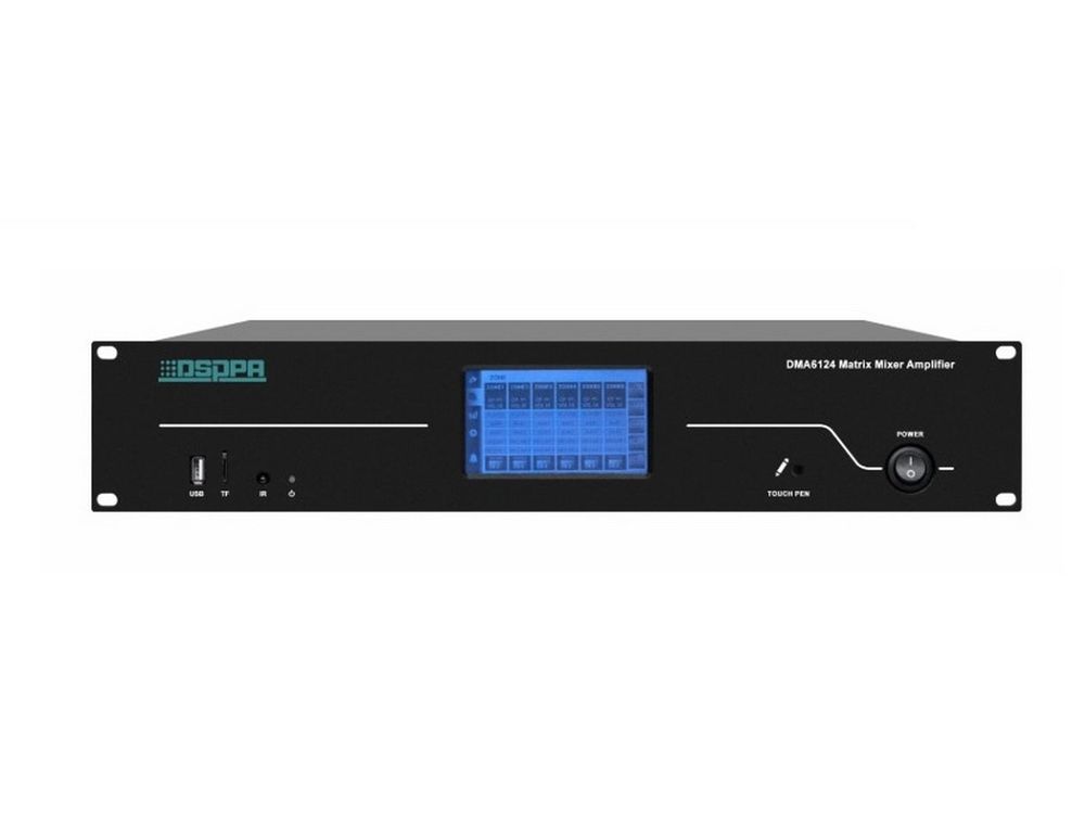 Amplificator audio digital DSPPA DMA6124, 6 canale, 240W, 100V, ecran tactil 4.3 inch, Bluetooth
