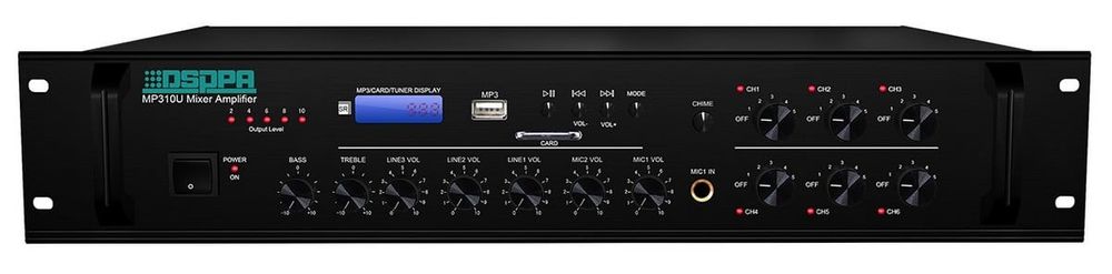 Amplificator DSPPA 120W cu 6 Zone, Public Adress pe 100V, cu USB / SD / FM / Bluetooth, 4x mic, iesire 4-16 Ohm, MP310U