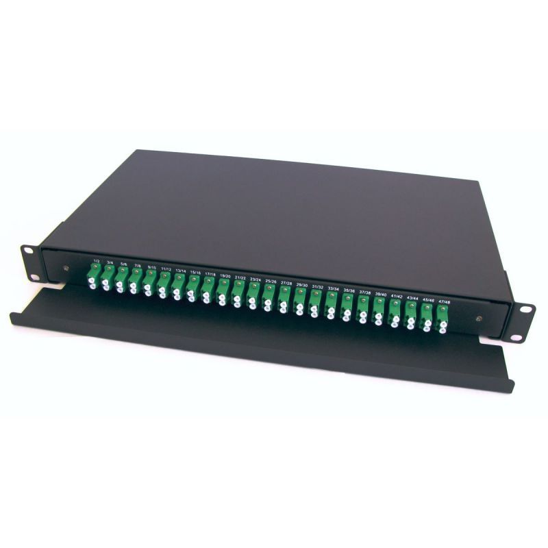 Patch panel pentru fibra optica, 24 adaptori LC/APC duplex, 48 suduri optice, include 4 seturi cu 12 pigtails, PPS-24LAPC-D