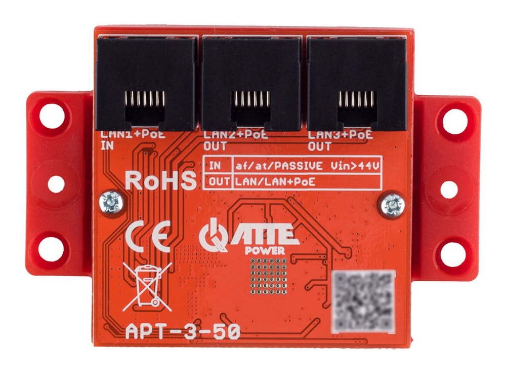 Extender switch PoE, 3 porturi 10/100/1000Mbps, 30W, IP20, Atte Power APT-3-50