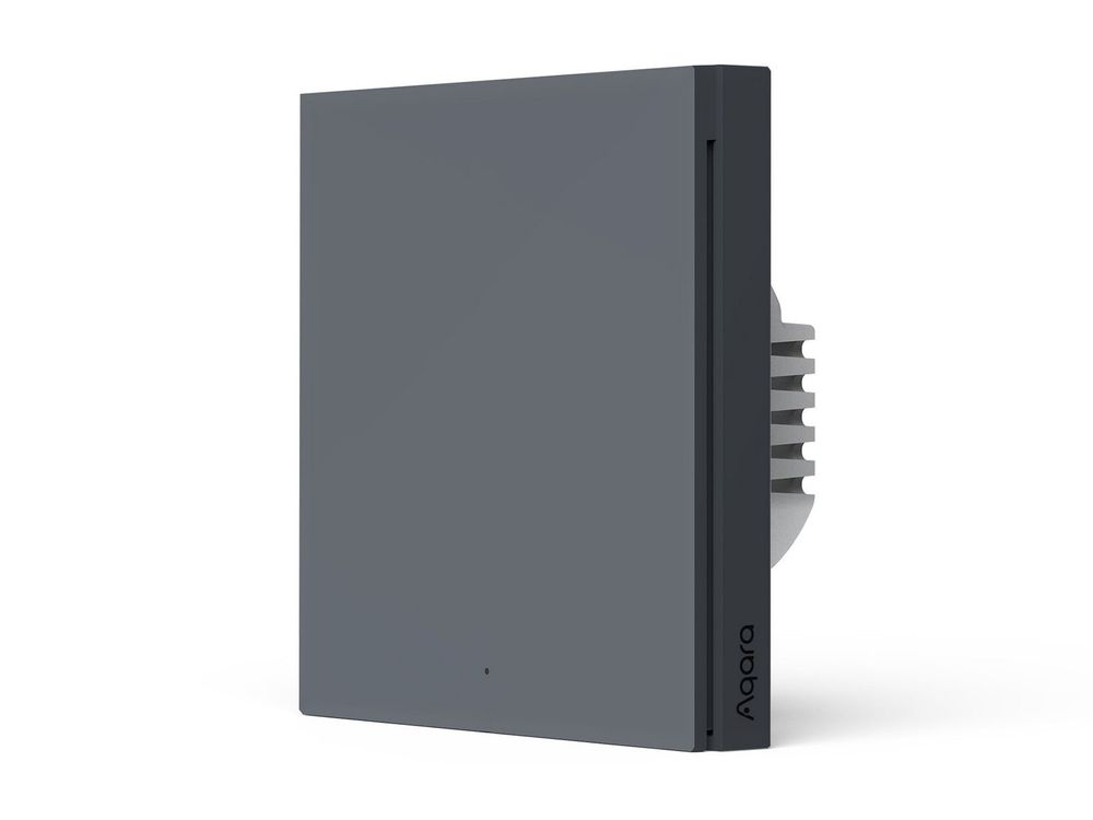 Intrerupator perete inteligent Aquara AQA-KAP-H1L1-GR, fara fir neutru, Zigbee 3.0, control de la distanta, monitorizare energie, gri