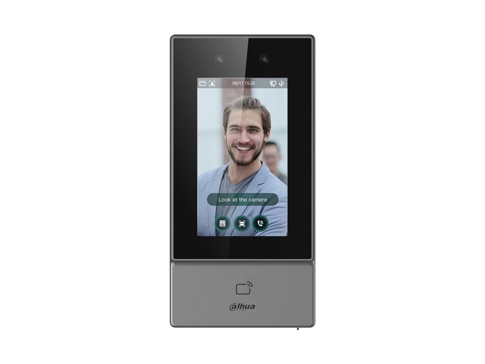 Control acces cu recunoastere faciala Dahua ASI6213S-PW, ecran 4.3 inch, 2MP, Wi-Fi, Mifare 13.56Mhz, RS 485, Wiegand, PoE, IP65, gestionare pontaj, apeluri video