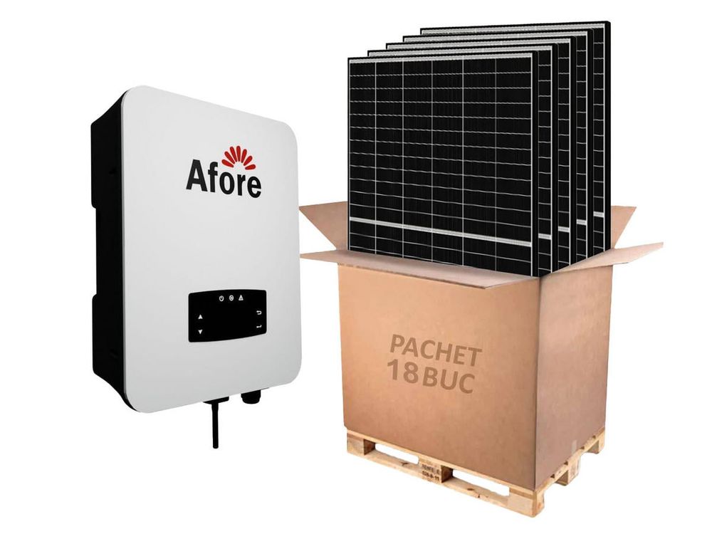 Kit invertor On-Grid trifazat Afore, 8KW si 18 panouri fotovoltaice monocristaline 460W Canadian Solar, BNT008KTL-460W-1