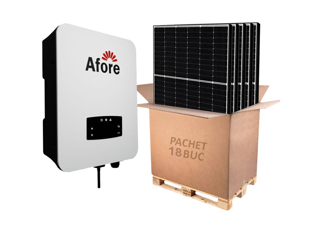 Kit invertor On-Grid trifazat Afore, 8KW si 18 panouri fotovoltaice monocristaline 460W Canadian Solar, BNT008KTL-460W