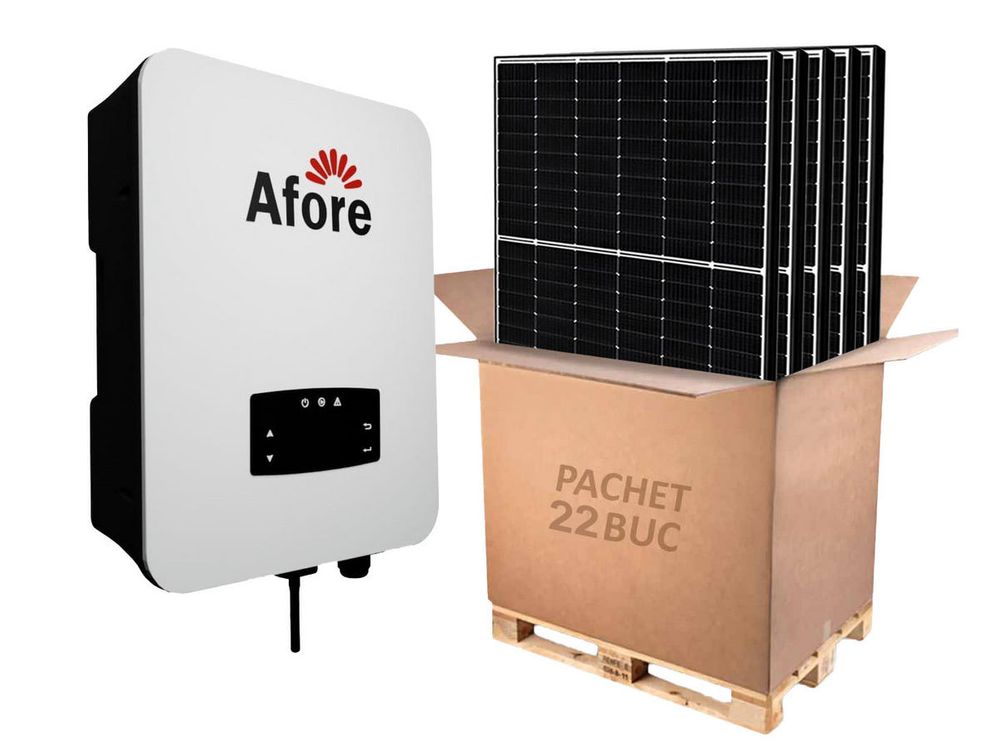 Kit invertor On-Grid trifazat Afore, 10KW si 22 panouri fotovoltaice monocristaline 460W Canadian Solar, BNT010KTL-2-460W