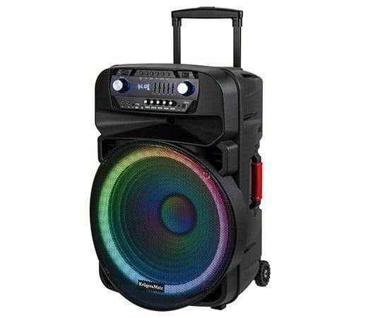 Boxa audio portabila karaoke KRUGER MATZ, 240W, card SD, USB, Bluetooth, 2 microfoane wireless, 18 inch, KM1718