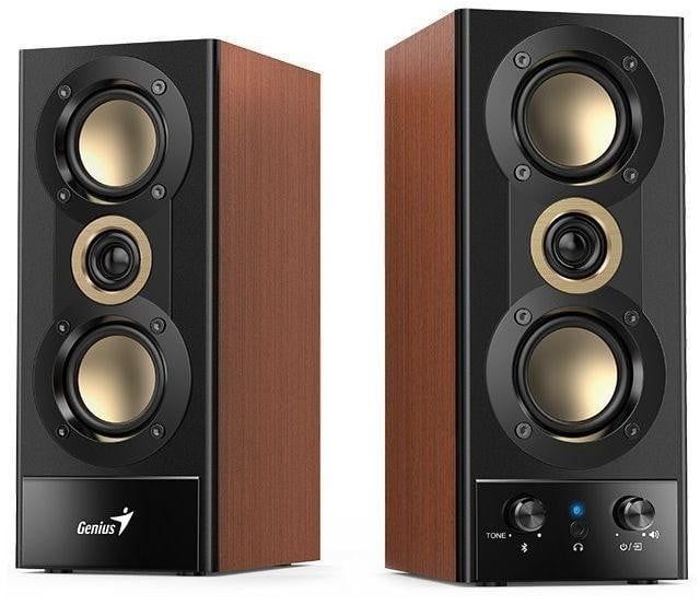 Boxe Genius 2.0 SP-HF800BT pentru PC si TV, 14W RMS, 2x 10W, Bluetooth, mufa 3.5mm, frecvente 80- 20.000 Hz, finisaj lemn brun
