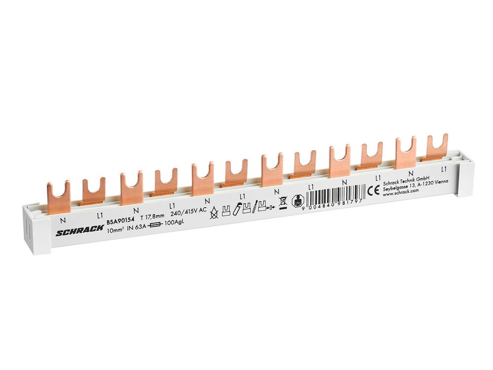 Bareta cu contacte furca Schrack BSA90154, 2 poli, 6x sig N+1, 12m, EN 61439-1, IP20