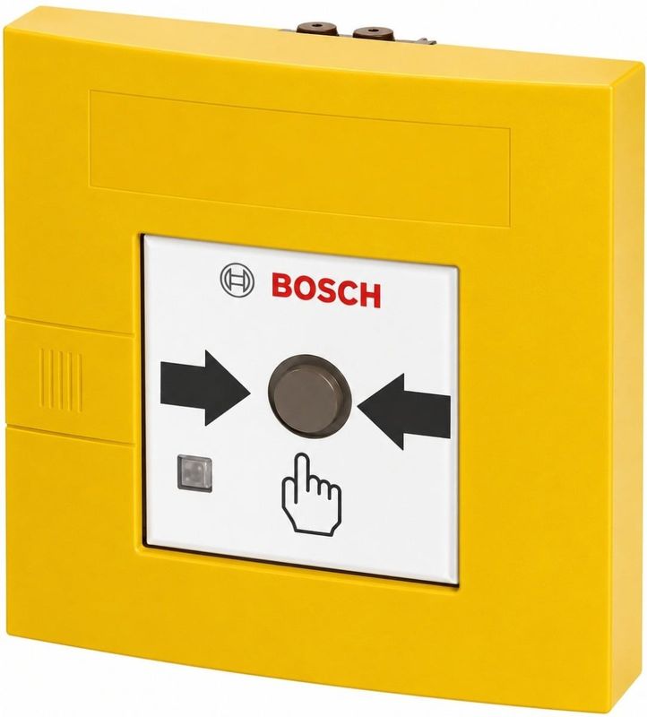 Buton de incendiu manual adresabil Bosch FMC-210-DM-G-Y, pentru interior, cu geam, indicator LED, IP52, galben