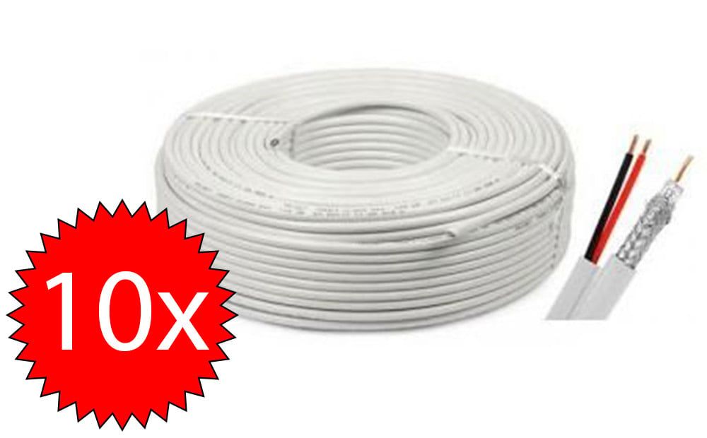 10 Role x Cablu coaxial CCA + 2X0,75 alimentare 100M Safer