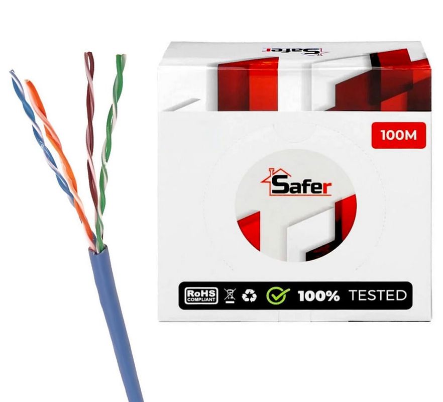 Cablu de retea UTP, Cat5e, cupru, 100 metri, Safer, SAF-CAT5EU920-U-100M-CU