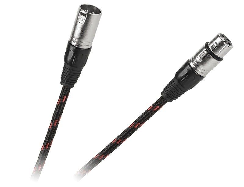 Cablu microfon XLR - Mama XR - TATA, 3 metri, protectie bumbac negru-rosu, KPO2756-3