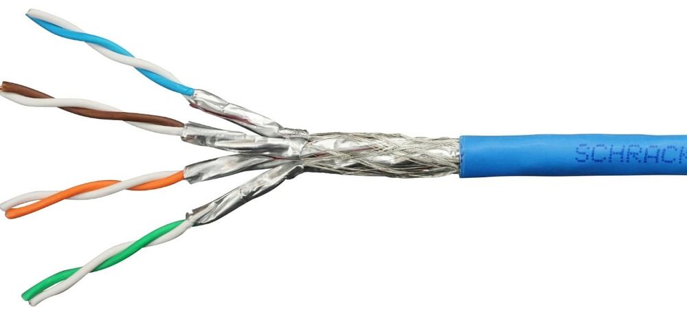 Cablu S/FTP Cat.7 Schrack HSKP423PP5-500M, 4x2xAWG23/1, 1000MHz, LS0H, tambur 500m, albastru