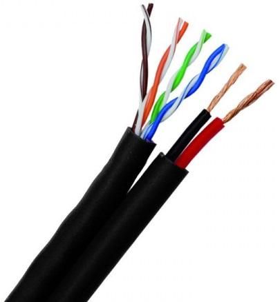 Cablu siamez UTP cat5 cupru + alimentare 2x1mm - 100m
